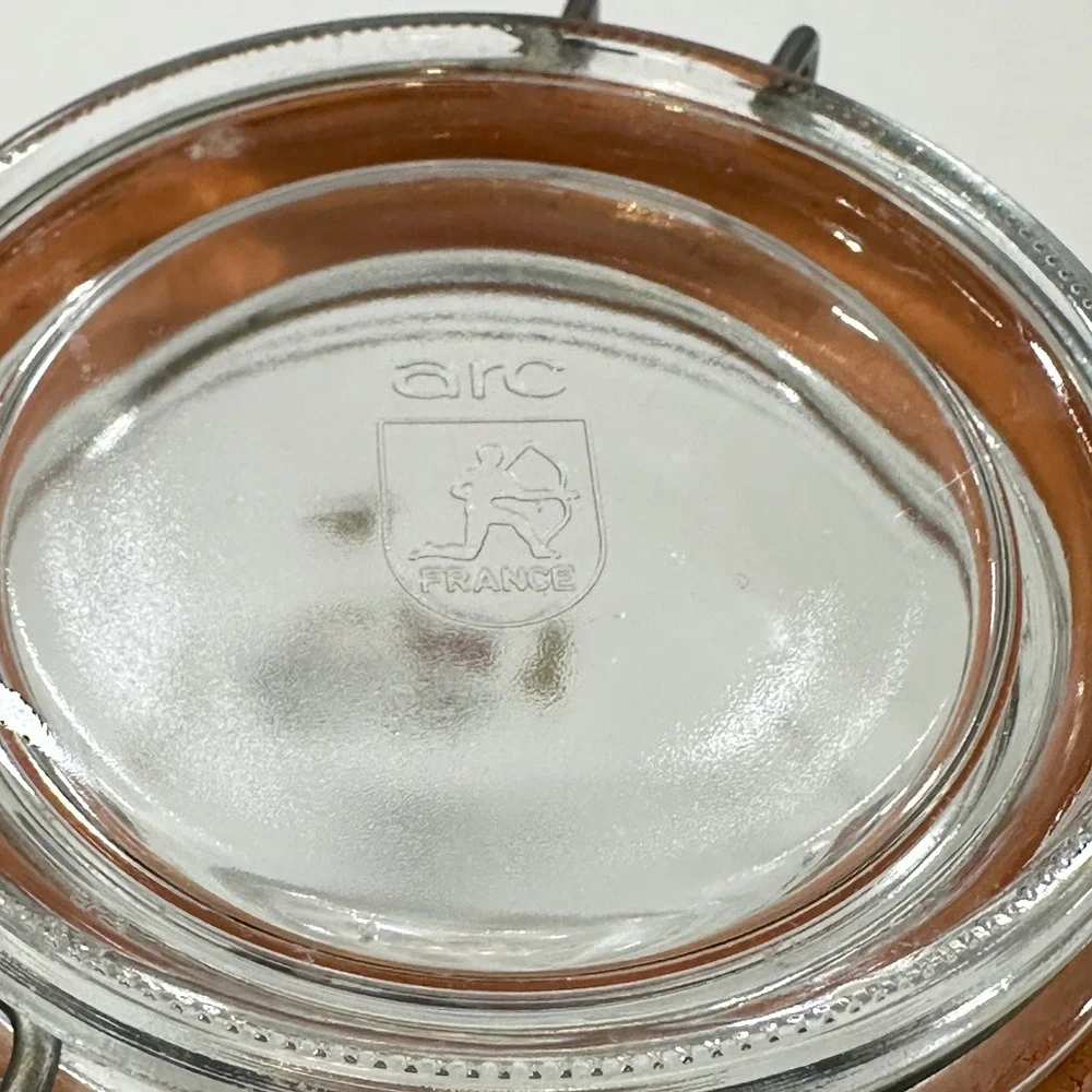 ARC France Glass Canister Heartland Farm Scene Set 2 3/4L Clear Clamp Lid Jar